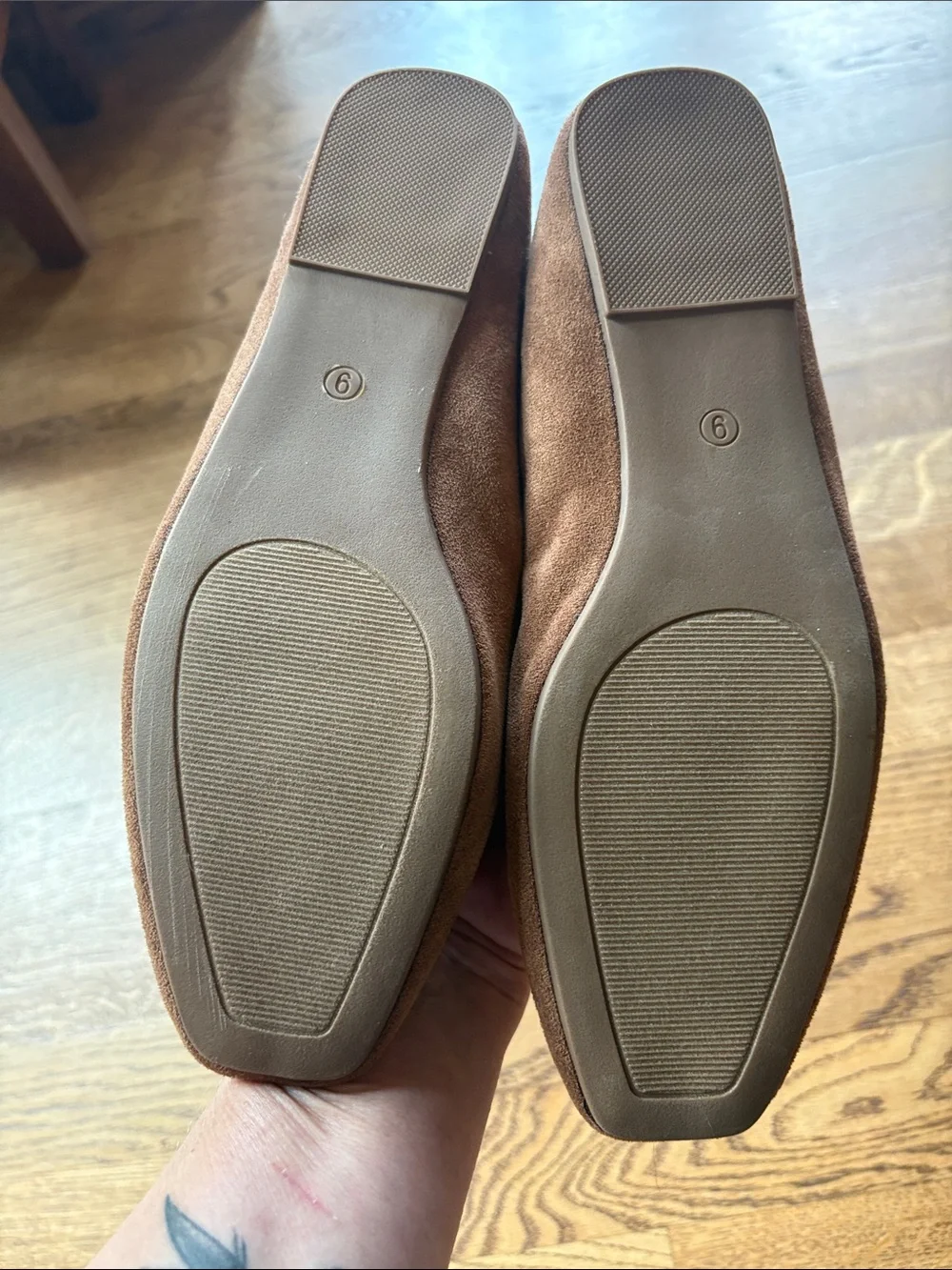 Brown Suede Studded Ballet Flats